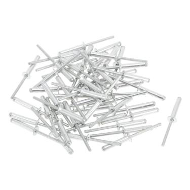 Imagem de INFINAUTO Rebites cegos de flange grande de extremidade aberta 4,8 mm diâmetro de aderência 22,5 mm comprimento de aderência 9,5 mm diâmetro da flange liga de alumínio ferro tom prata