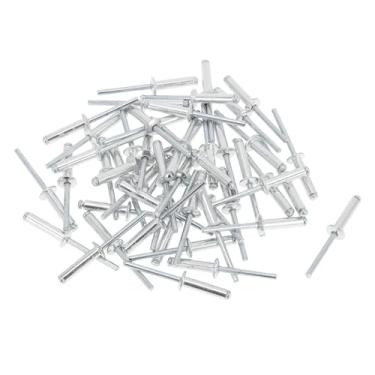 Imagem de INFINAUTO Cabeça de cúpula grande flange rebites cegos 4,8 mm diâmetro de aderência 22 mm comprimento de aderência 9,5 mm diâmetro da flange liga de alumínio ferro tom prata