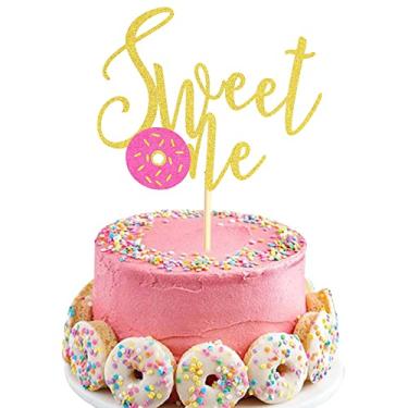 Imagem de Arthsdite Donut Sweet One Cake Topper, One Cake Topper, 1st Birthday Girl Gold Pink First Birthday Cake Decor, Girl Sweet One Donut Birthday Party Decorations