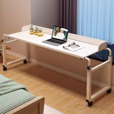 Imagem de Mesa para cama ajustável com rodinhas e rodas para cama, bandeja de comida, mesa de computador - altura ajustável