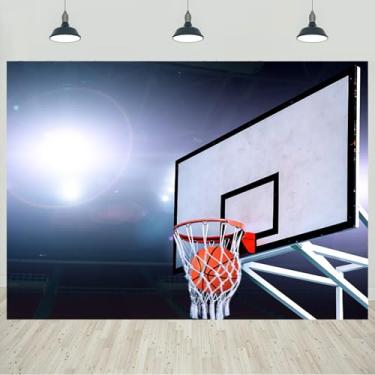 Imagem de Cesta de basquete de 2,1 x 1,5 m, cenário fotográfico para arena de basquete, estádio esportivo, decoração de festa de aniversário, banner, adereços de estúdio fotográfico