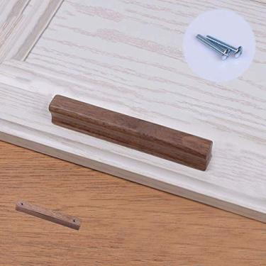 Imagem de Puxador de porta de guarda-roupa de madeira maciça longa, puxadores de gaveta de cômoda de móveis, puxadores de armário de bar de cozinha, puxadores de armário de armário de banheiro, nogueira preta,