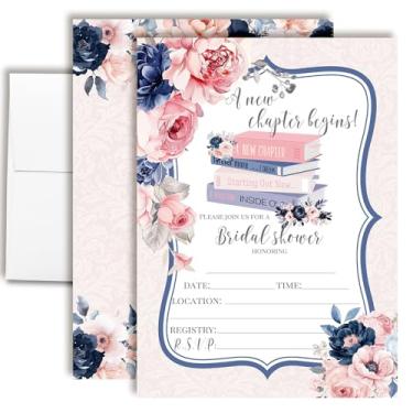 Imagem de Convites para chá de panela A New Chapter - 20 cartões temáticos de livro 12 x 18 cm com envelopes brancos - Convites florais para chá de casamento por AmandaCreation
