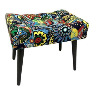 Imagem de Puff Capitonê Luxo Jacquard Romero Britto II - Sua Casa Decor