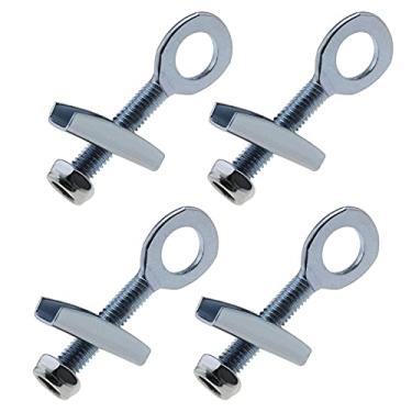 Imagem de Micro Traders 4 peças 12 mm furo de diâmetro de aço prateado corrente ajustador tensor com parafusos para motocicletas e bicicletas eletrombile