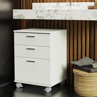 Imagem de Gaveteiro Para Banheiro Branco Com E Rodinhas Branco - MADESA