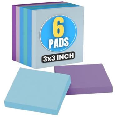 Imagem de 1 InTheOffice 7,6 cm x 7,6 cm Diversas notas pop-up de aquarela, 6 pacotes de 100 = 600 blocos de notas