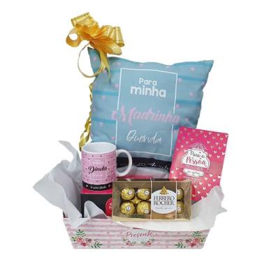 Imagem de Presente Para Madrinha Almofada Caneca + Chocolate Ferrero, Kit3