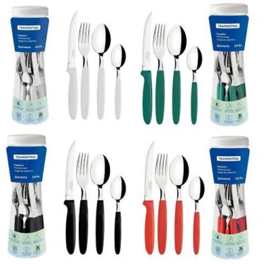 Imagem de Faqueiro Tramontina Ipanema Inox 96 Pç 4 Kit - Cores Variada