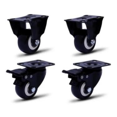 Imagem de Rodizio Black Para Móveis Roda Preta Com Freio E Sem Kit - Movifacil