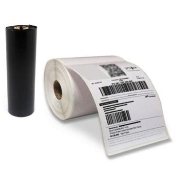 Imagem de 9 Rolos Etiqueta Zebra Zd220 10x15 Cm + 4 Ribbon 110x74 - Milponto