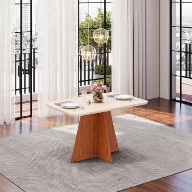 Imagem de Mesa de Jantar Retangular Tampo de Vidro 136x90 DJ Móveis Siena Freijó