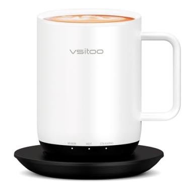 Imagem de Vsitoo Caneca de café aquecida S3 Plus de 400 ml – Caneca inteligente com controle de aplicativo e botão, caneca de café elétrica com bateria 2–4H, ideal para bebidas quentes em casa, escritório ou