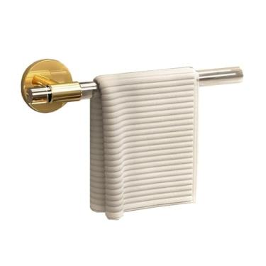 Imagem de organizador de prateleira de banheiro Toalheiro de acrílico montado na parede, varão de toalha de luxo moderno com base redonda única, barra de toalha de mão sem perfuração para banheiro, cozinha