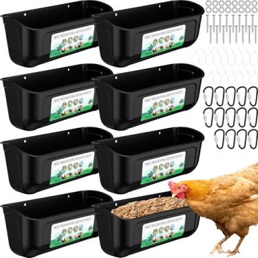 Imagem de Kathfly 8 unidades de alimentador de pato de galinha suspenso com clipes de 5 litros para pendurar cerca de alimentação calha de ganso peru bebedouro de cabra recipiente de alimentação de aves