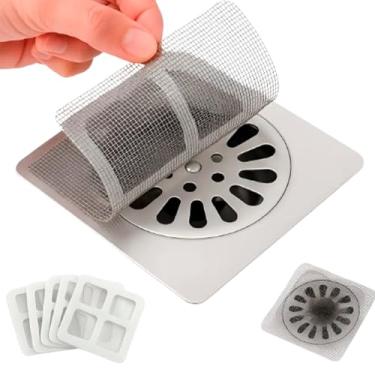 Imagem de Filtro Adesivo para Ralo, 10 x 10 cm, Protetor Coletor de Resíduos e Cabelos, Kit com 10 Unidades
