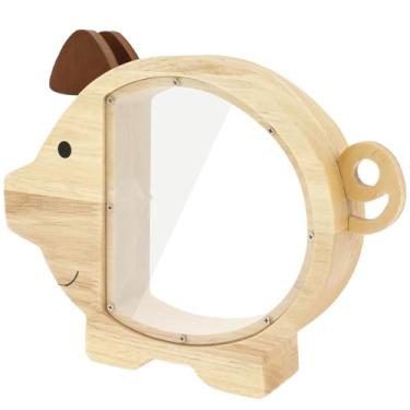 Imagem de Cofrinho de madeira para crianças, caixa de dinheiro transparente para meninos e meninas, cofrinho de madeira fofo, pote de dinheiro criativo para aniversário, chá de bebê, Natal, dia das crianças