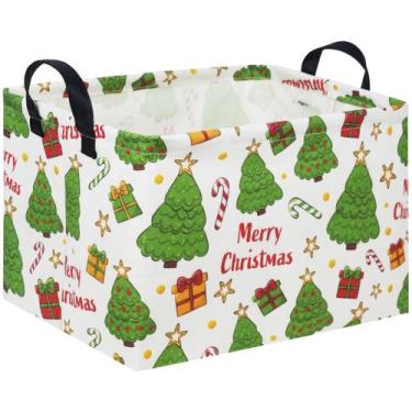 Imagem de Cesta de armazenamento de Natal TIBAOLOVER 38x25x23cm Tela