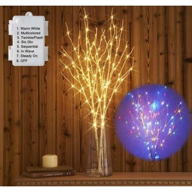 Imagem de Galhos iluminados Hairui 100 multicoloridos e luzes brancas quentes