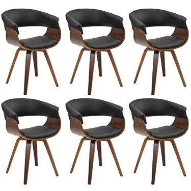 Imagem de Kit 06 Cadeiras Decorativas para Escritório Recepção Ohana Fixa PU Preto - Gran Belo