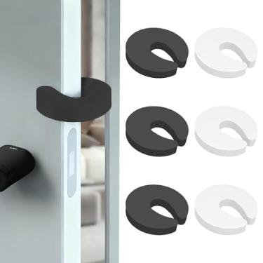 Imagem de Pacote com 6 rolhas de espuma macia para manter as portas abertas, branco e preto