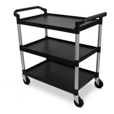 Imagem de Carro Bandeja Triplex 3 Andares 150kg – PP Super Resistente com Base em Alumínio – Rodízios em Borracha – Transporte Ágil e Silencioso – Ideal para Hotéis, Hospitais e Áreas Corporativas