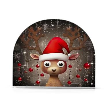 Imagem de Wassud Porta-guardanapos de acrílico de rena vermelha, dispensador de guardanapos de papel moderno em forma de U para mesa, cozinha, sala de jantar, bancada 1 peça (comporta 50-60 guardanapos)