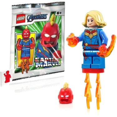 Imagem de LEGO Marvel Super-heróis Super-heróis Minifigure - Capitã Marvel (com Cabelo, Capacete e Explosões de Energia)