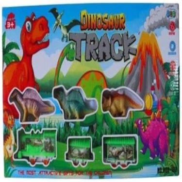 Imagem de Brinquedo, trem, locomotiva, trilho, dinossauros, plastico, divertido, grande, colorido