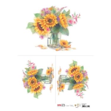 Imagem de Papel de Seda para Decoupage Opapel 30 x 45 cm - 2482 - Flor Girassol 