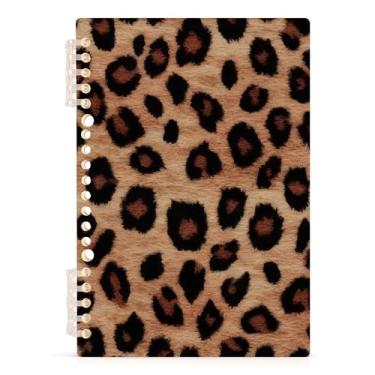 Imagem de Burbuja Caderno com estampa de leopardo, papel pautado universitário A5 com 60 folhas, fichário para escritório, 1 pacote