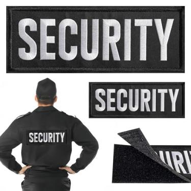 Imagem de Jongdari 2 peças de patch de segurança, bordado de gancho e laço de segurança para colete tático policial uniforme de guarda (1 peça pequena e 1 peça grande)