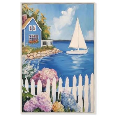 Imagem de Art Remedy Tela para cerca de piquete Monet Coastal, moldura prateada, 50,8 cm x 76,2 cm