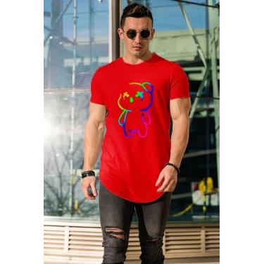 Imagem de Camisa Camiseta Masculina Longline Arredondada Urso Colorido - Dayos C