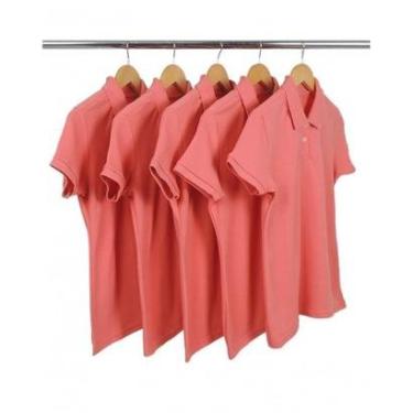 Imagem de Kit 5 Camisas Gola Polo Piquet Feminina Lisa-Feminino