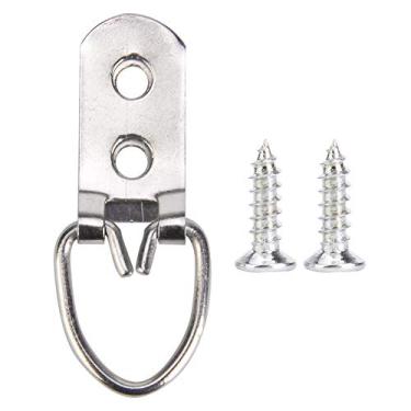 Imagem de Cabides para porta-retratos Ganchos de parede de ferro 50 unidades Hardware para pendurar fotos resistentes para molduras de arte Pinturas Espelhos Prata Ciano Bronze Ouro Vários (Tipo A)