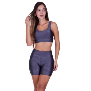 Imagem de Conjunto Top e Short 3D Academia Fitness Michele - NAKA MODAS, Cinza, 