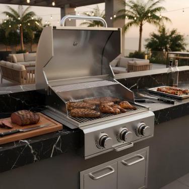 Imagem de Churrasqueira Inox Gás 3 Queimadore Embutir Sobrepor Le Cook