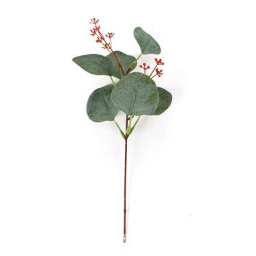 Imagem de ASDJKL Decoração de casa folhas de eucalipto de plástico decorações de Natal de grama falsa para casa casamento buquê de flores grinaldas simulação plantas flores artificiais (3)