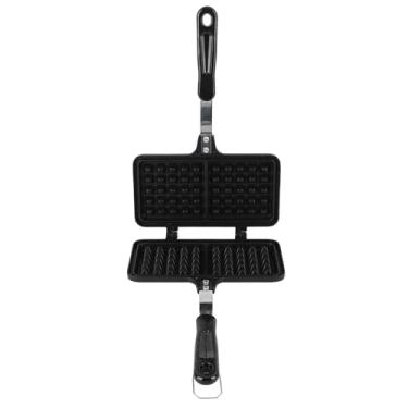 Imagem de Naroote Máquina de Waffle de Cabeça Dupla, Fogão de Alumínio para 2 Waffles Ao Mesmo Tempo, Alça Longa Com Cozimento de café da manhã, Ideal para Sobremesas