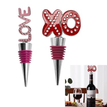 Imagem de Rolhas de vinho para garrafas de vinho do dia dos namorados, 2 peças, rolhas de garrafa duráveis e reutilizáveis para manter os coquetéis de bebidas de vinho frescos