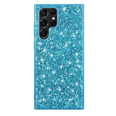Imagem de LTLMYDAM Capa ultrafina para Samsung Galaxy S26 Ultra/S26 Plus/S26, capa minimalista galvanizada com glitter brilhante anti-impressão digital, azul, S26 Plus
