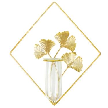 Imagem de TONSHEN Flores falsas artificiais, vaso de flores para pendurar na parede, decoração de ferro dourado, flores de plástico artificial falso para plantador, decoração de varanda e varanda (diamante)