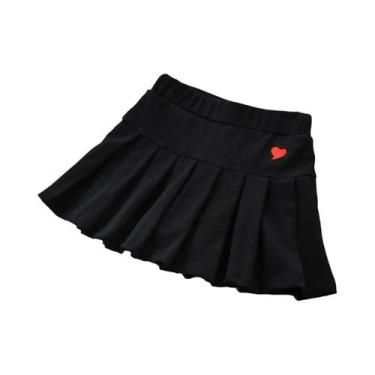 Imagem de Saia Plissada Com Coração Bordado Para Meninas, Shorts De Verão, Desig