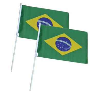Imagem de Kit Bandeira Do Brasil De Mão 20x14 - 2 Unid. - UD25