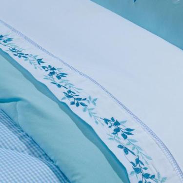 Imagem de Jogo de Lençol Roupa de Cama Casal Queen Londres Bordado Percal 200 Fi