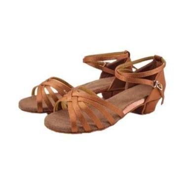 Imagem de Sapatos De Dança Latinos De Salto Baixo Em Cetim Para Meninas, Para Pr