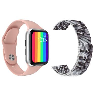 Imagem de Kit 1 Smartwatch12 Lite Rosa + 1 Pulseira Milanese Camuflada
