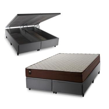 Imagem de Cama Box Baú Atlanta Espuma D45 158x198 Cinza King House
