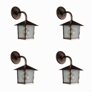 Imagem de Kit 4 Arandela Colonial Nina Quadrada Vidro Pontilhado E27 Blumenau Bi